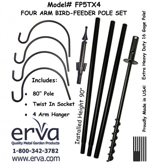 (image for) FP5TX4 - 4 Arm "Economy" Bird Feeder Pole Set - USA