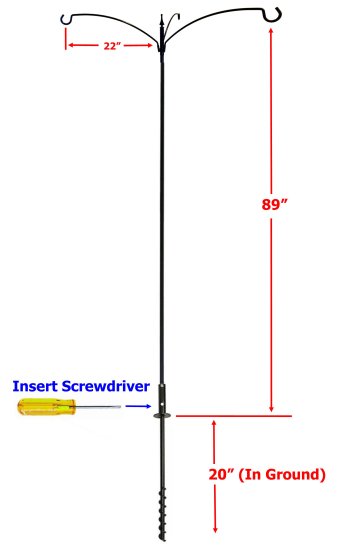 (image for) FP5TERN3 - 3 Arm "Extended Reach" Bird Feeder Pole Set - USA
