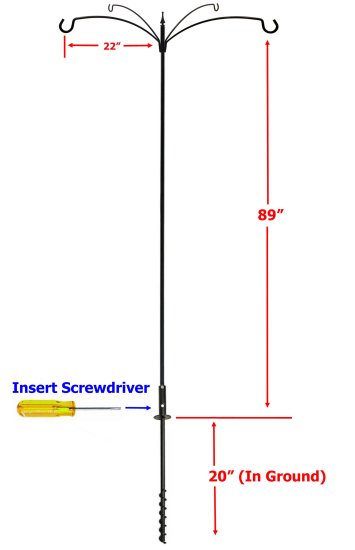 (image for) FP5TERN4 - 4 Arm "Extended Reach" Bird Feeder Pole Set -
