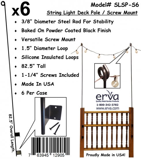 SLSP - String Light Screw Mount Deck / Fence Pole - Click Image to Close