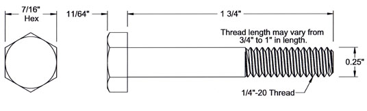 (image for) 32009 - 1/4-20 x 1-3/4" Hex Head Bolt